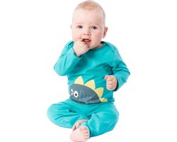 Amantes baby Pyjama 100% katoen - Dino print - lange mouw & lange broek - zachte baby slaapkleding - groen/mint - maat 74/80