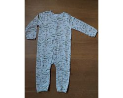 Baby jongens onesie, 1-delig pakje met drukknopen sluiting, alloverprint "DINO" maat 74-80
