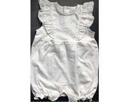 Baby pakje - kort model - mouwloos met broderie - biologisch katoen - meisjes - maat 74/80