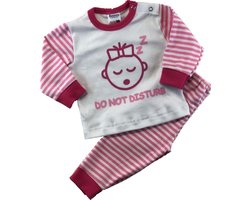 Beeren Babypyjama Do Not Disturb Roze/wit Maat 74/80