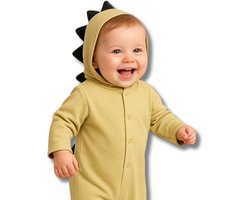 BoefieBoef Baby Boxpakje Dinosaurus - Baby Onesie Jumpsuit Geel - Kruippak - Dierenpak - Pyjama - 6-18 maanden - Romperer, Boxpakje, Kruippak, Dierenpak, Pyjama – Baby's 6-18 maanden - jongens en meisjes - 100% Katoen - Drukknopen – Geel