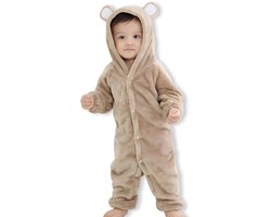 BoefieBoef Bruin Baby Berenpak 12-24 maanden – Zacht Flanel Winterpak - Warme Winter Onesie - Baby Romper met Beren Capuchon - Baby Jumpsuit voor Kinderen - Boxpakje - Pyjama voor Jongens en Meisjes – Kerst cadeau of Kraamcadeau - 1-2 jaar M