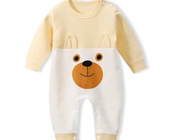 BoefieBoef Schattig Baby Dieren Romper Beer Bruin Boxpakje - Zacht Katoenen Babykleding 0-12 Maanden - Jumpsuit Kinderen - Pyjama - Speelpak - Outfit - Babybody - Babypakje Drukknoopsluiting - Jongen Meisje - Perfect Kraamcadeau - 0-1 jaar