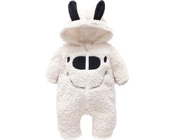 Budino® Baby Onesie - Baby Romper - Baby Pyjama - Baby Pakje - Baby Verkleedkleding - Baby Kostuum - Dier - Smile Beer - Wit - maat 80