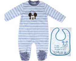 Disney Mickey Mouse Set - 2-delig - Boxpak + Slab - Velours - Blauw - Maat 74 (9 maanden)