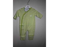 Feetje babypak streep limegroen - wit met klapvoetje maat 56