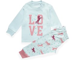 Frogs and Dogs - Horse F&D Pyjama | Aqua meisjes jongens - Katoen - Maat 170/176