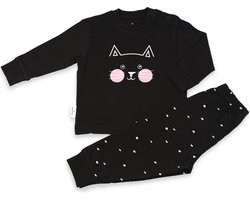 Frogs and Dogs - Kitty F&D Pyjama | Zwart meisjes jongens - Katoen - Maat 140