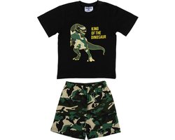 Fun2Wear - Dino Shortama Kinderen | Zwart - Katoen - Maat 104