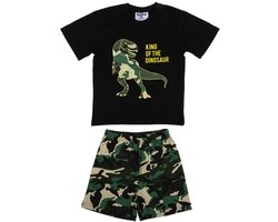 Fun2Wear - Dino Shortama Kinderen | Zwart - Katoen - Maat 92