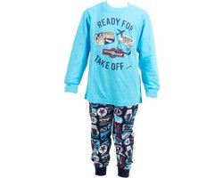 Fun2Wear vliegtuig kinderpyjama aqua maat 98