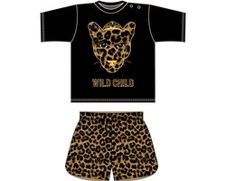 Fun2Wear - Wild Child Shortama Kids | Zwart - Katoen - Maat 110/116