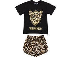 Fun2Wear - Wild Child Shortama Tiener | Zwart - Katoen - Maat 140