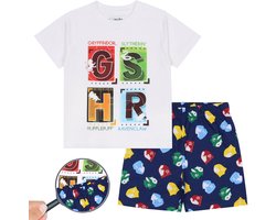 Harry Potter - Jongenspyjama met korte mouwen, Witte en marineblauwe zomerpyjama