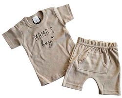 Little Adventure Zomersetje Mama's Boy maat 68/74 - Zandkleurig - Shortama