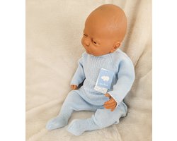 Mac Ilusion Gebreid Baby Pakje 2-dlg | 9201 | Lichtblauw | Met Voetjes | Prematuur | maat 44