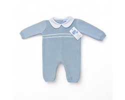 Mac Iusion gebreid Baby Pakje 1-dlg met wit kraagje| 9653 | Brisa/ zachtblauw|Newborn | maat 50