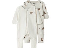 NAME IT - NBNNIGHTSUIT 2P ZIP FF PUMICE BEAR NOOS - Baby - Pyjamas
