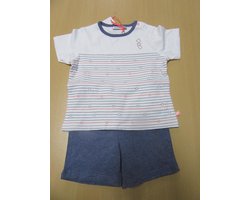 Noukie's - Zomer pyjama voor jongens - Wit / jeansblauw - 18 maand  86