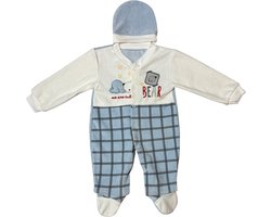 Onesie met berenprintje voor jongens - Maat 0-3 maanden - Lichtblauw - Kraamcadeau - Babyshower