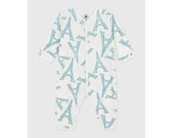 Petit Bateau Katoenen babypyjama zonder voetjes met Eiffeltorenprint Unisex Boxpak - Wit/Groen