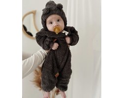 Teddy Romper Long Grijs 9-12 - romper - teddy - rompers - rompertje - cadeau - baby born kleertjes - baby born - rompertjes baby - baby pakje - teddy romper - baby kleding meisje - baby kleding jongens - baby kleding unisex - Romper lange mouw
