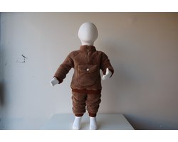 Teddy Two-Piece Bruin 6-9 - romper set - baby born kleertjes - baby born - rompertjes baby - Baby romper - Baby kleding - romper lange mouw - baby kleding jongens - baby kleding meisje - baby pakje - Kinder kleding, kerstcadeau, little, dutch