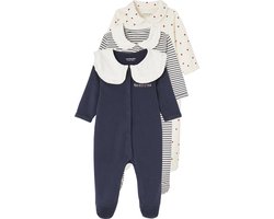 Vertbaudet Set van 3 slaappakjes "hartjes" baby van interlock