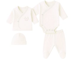 Visara Baby - 4 delige kledingset - 100% Katoen - Cream - Mt 48/50