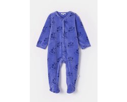 Woody kruippakje baby unisex velours - paars - duiven all-overprint - 252-10-RBF-V/921 - maat 74