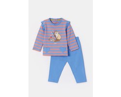 Woody pyjama baby meisjes - multicolor gestreept - kat - 252-10-PLG-S/911 - maat 56