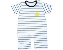 Zibbi Originals Baby Boxpak Smiley – 2-Pack – Korte Mouw – Maat 80 – Wit met Rode & Zwarte Strepen