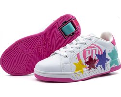 Breezy Rollers Kindersneakers met Wieltjes - Wit Roze