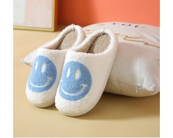 Budino® Smiley Kinder Pantoffels - Smiley Sloffen - Pantoffels - Sloffen - Jongens en Meisjes - Wit Blauw - Maat 31/32