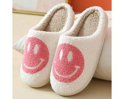 Budino® Smiley Kinder Pantoffels - Smiley Sloffen - Pantoffels - Sloffen - Jongens en Meisjes - Wit Roze - Maat 30/31