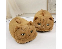 Grappige Katten Pantoffels | Pantoffels voor Heren en Dames | One Size Fits All | Maat 32 tot 40 | Zachte Binnenschoenen | Katten Pantoffels met Gezicht | Warme Huisschoenen | Comfortabele en Leuke Pantoffels