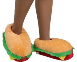 Grappige pantoffels | Stoere Hamburger sloffen | One size fits all maat 32 t/m 38 voor Kinderen, Dames en Heren | Pantoffel etenssloffen | Pluche voedselpantoffels | zachte binnenschoenen | Sloffen en Pantoffels maat 32, 33, 34, 35, 36, 37,38