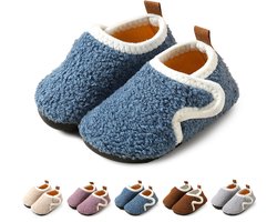 Herfst/Winter Kinder Katoenen Pantoffels - Antislip Katoenen Pantoffels met Zachte Zolen - Peuter en Baby Wandelende Katoenen Pantoffels - Warme Antislip Katoenen Pantoffels voor Binnen - Klittenband Ontwerp - 26/27