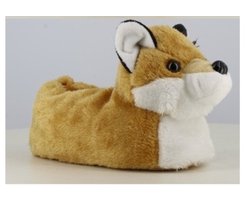 Hippe en leuke kinder pantoffels in de vorm van een hond - zeer zacht - fun factor - voor jongens en meisjes - bruin/wit - maat 31-32