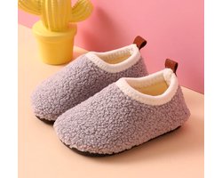 Kindersloffen van Baby-Slofje - Sloffen Kinderen - Pantoffels - Grijs - maat 28/29 - Anti slipzool - warme voeten