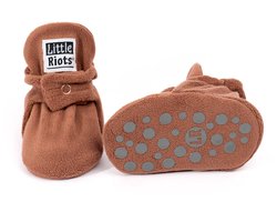 Little Riots - Babyslofjes - Fleece Stepper - Antislip - Brownie - 12-18 Maanden (13cm) - Schoenmaat 20-21