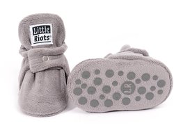 Little Riots - Babyslofjes - Fleece Stepper - Antislip - Grijs - 24-36 Maanden (15,5cm) - Schoenmaat 24-25