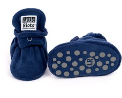 Little Riots - Babyslofjes - Fleece Stepper - Antislip - Navy Blue - 12-18 Maanden (13cm) - Schoenmaat 20-21