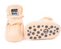 Little Riots - Babyslofjes - Fleece Stepper - Antislip - Soft Beige - 6-12 Maanden (11,5cm) - Schoenmaat 18-19