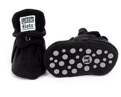 Little Riots - Babyslofjes - Fleece Stepper - Antislip - Zwart - 18-24 Maanden (14cm) - Schoenmaat 22-23