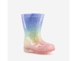 Mountain Peak kinder regenlaarzen met lichtjes - Roze - 100% stof- en waterdicht - Maat 27