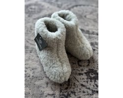 Noordiq - Wollen Kindersloffen - Groengrijs - Maat 34/35