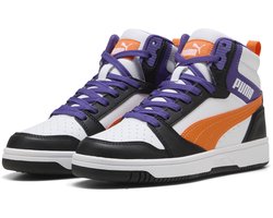 PUMA Puma Rebound V6 Mid Jr Unisex Sneakers - PUMA White-Orange Glo-PUMA Black