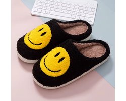 Smiley Pantoffels van Baby-Slofje - Smiley Sloffen - Pantoffels - Sloffen - instappers - Kinderen - Zwart - Maat 36/37