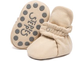 Steppies - Babyslofjes Antislip voor Jongens en Meisjes - Beige - 12-15 Maanden (13cm) - Schoenmaat 20-21 - Stappertjes